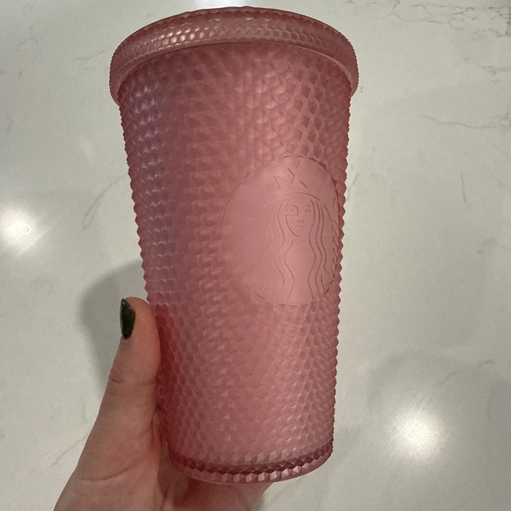 Starbucks Matte Pink Textured Soft Touch Grande Tumbler ColdCup 16 oz No Straw